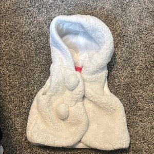 Isaac Mizrahi White Plush Hooded Vest